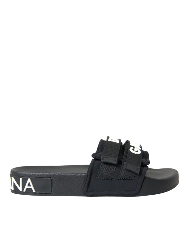 Schwarze Neopren Slides Flats Beachwear Schuhe