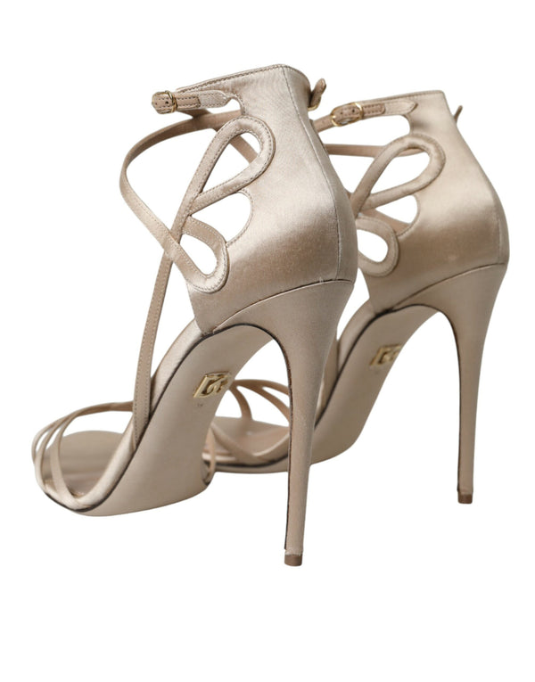 Beige Leder Riemchensandalen Schuhe