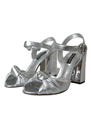 Silberne Lammfell Leder Absätze Sandalen Schuhe