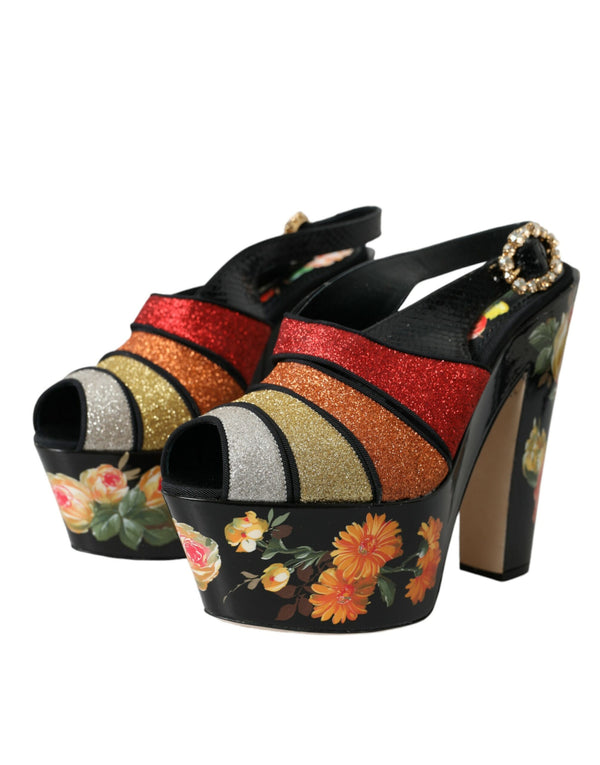 Multicolor Floral Kristall Plateau Sandalen Schuhe