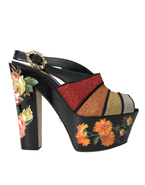 Multicolor Floral Kristall Plateau Sandalen Schuhe