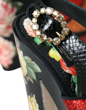 Multicolor Floral Kristall Plateau Sandalen Schuhe