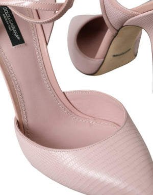 Rosa Leder Knöchelriemen Heels Pumps Schuhe