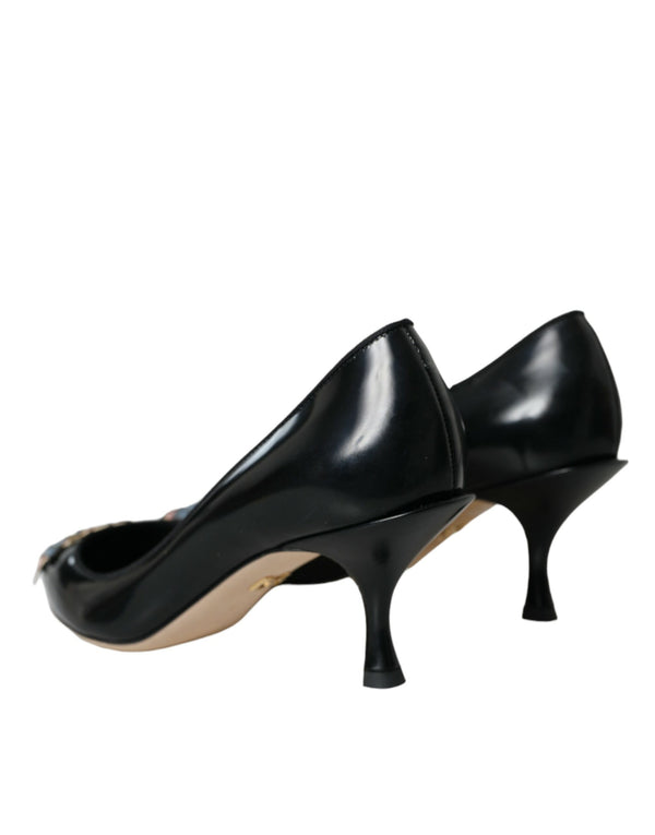 Schwarz Leder BOOM Patch Heels Pumps Schuhe