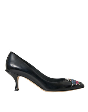 Schwarz Leder BOOM Patch Heels Pumps Schuhe