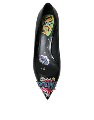 Schwarz Leder BOOM Patch Heels Pumps Schuhe