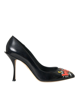 Schwarz Leder WOW Patch Heels Pumps Schuhe