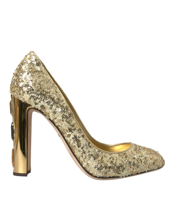 Gold Pailletten Kristall Absätze Pumps Schuhe