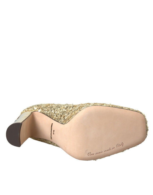 Gold Pailletten Kristall Absätze Pumps Schuhe