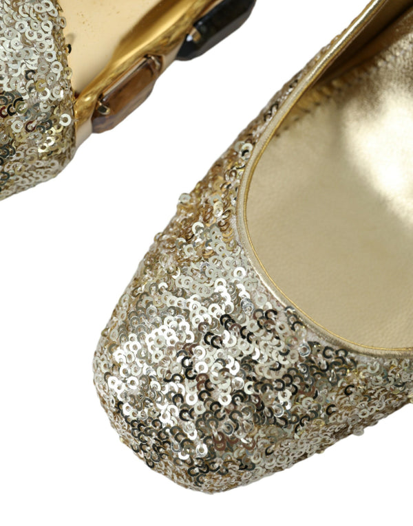 Gold Pailletten Kristall Absätze Pumps Schuhe