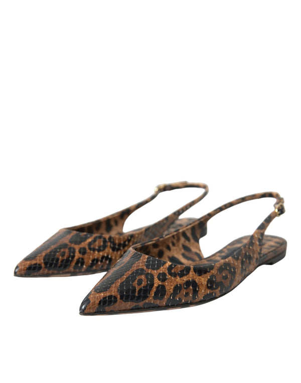 Braun Leopard Exotische Haut Slingback Schuhe
