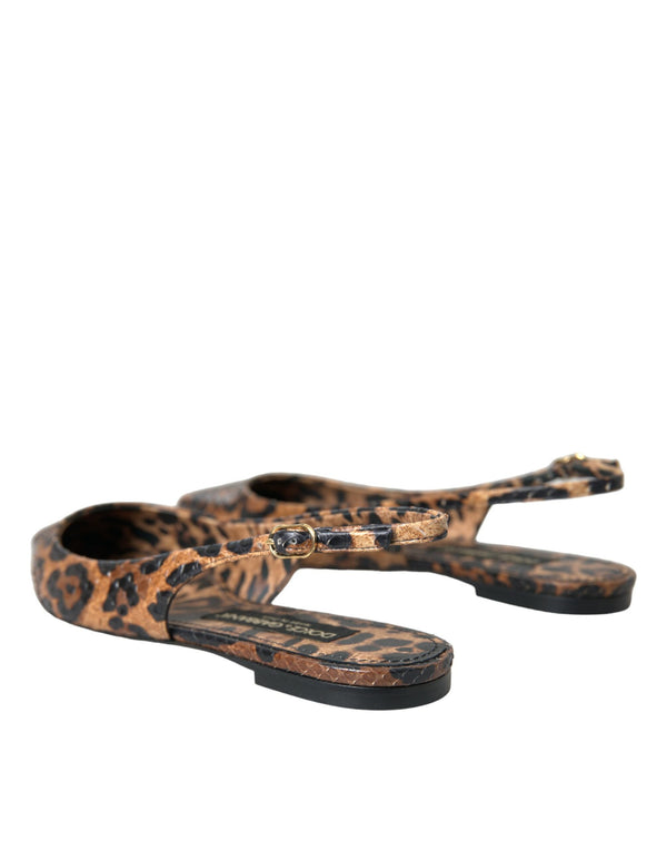 Braun Leopard Exotische Haut Slingback Schuhe