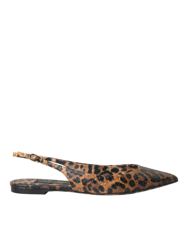 Braun Leopard Exotische Haut Slingback Schuhe