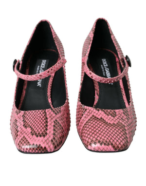 Rosa Python Leder Mary Jane Heels Schuhe