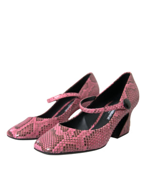 Rosa Python Leder Mary Jane Heels Schuhe