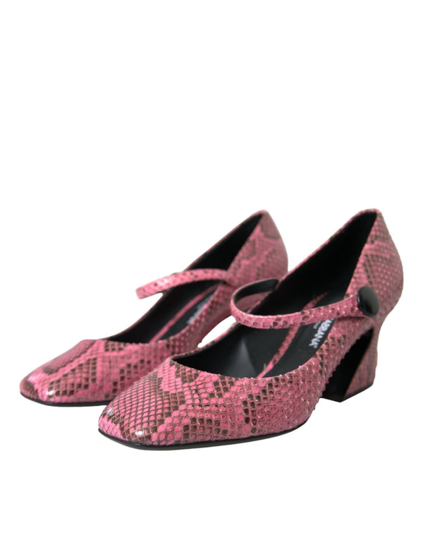 Rosa Python Leder Mary Jane Heels Schuhe