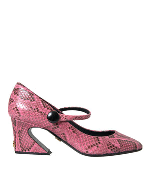 Rosa Python Leder Mary Jane Heels Schuhe