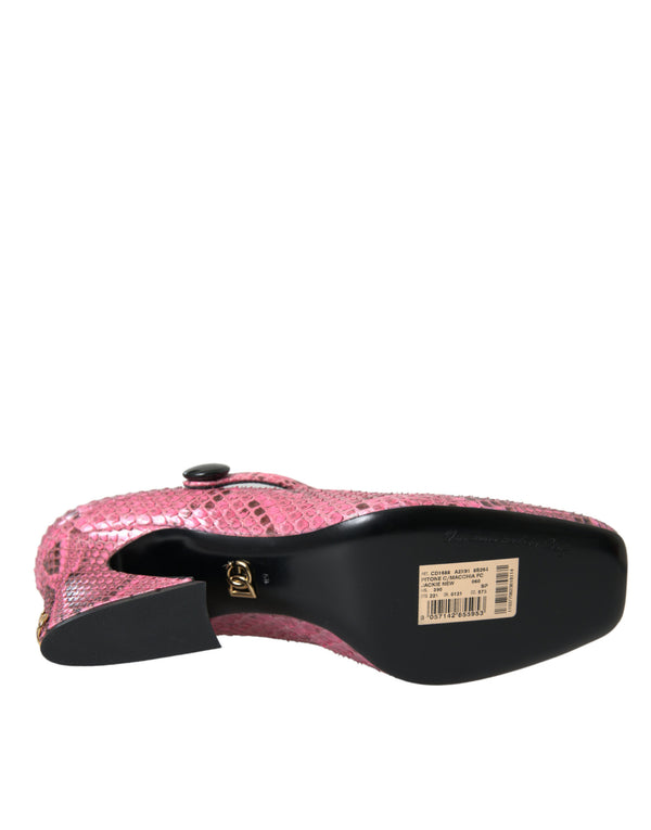 Rosa Python Leder Mary Jane Heels Schuhe
