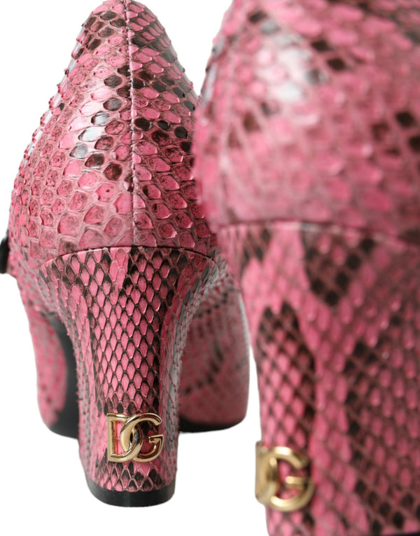 Rosa Python Leder Mary Jane Heels Schuhe