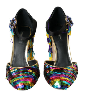 Multicolor Pailletten Kristall Mary Jane Schuhe