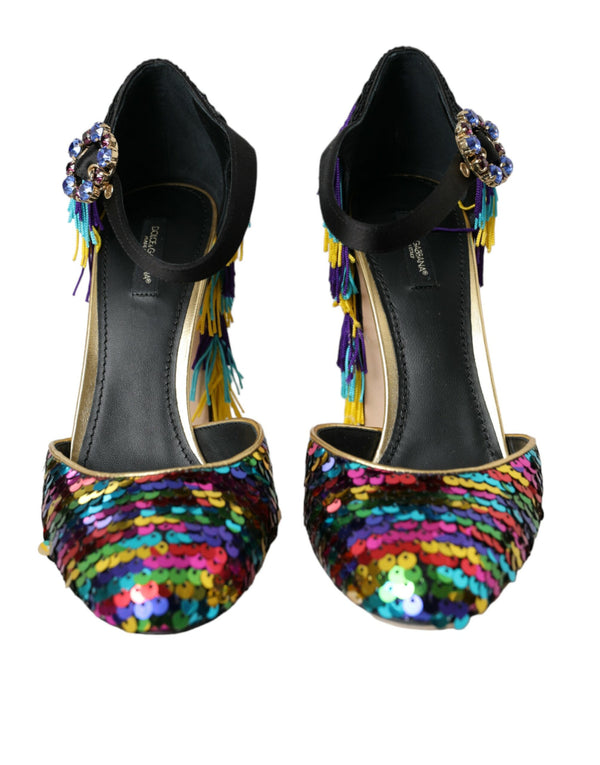 Multicolor Pailletten Kristall Mary Jane Schuhe