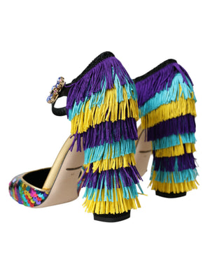 Multicolor Pailletten Kristall Mary Jane Schuhe