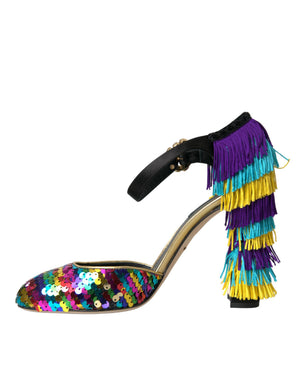 Multicolor Pailletten Kristall Mary Jane Schuhe