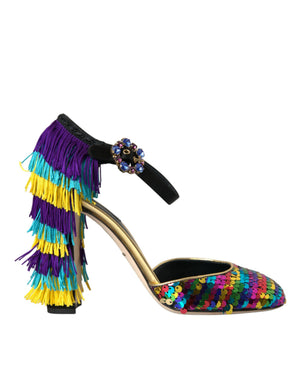 Multicolor Pailletten Kristall Mary Jane Schuhe