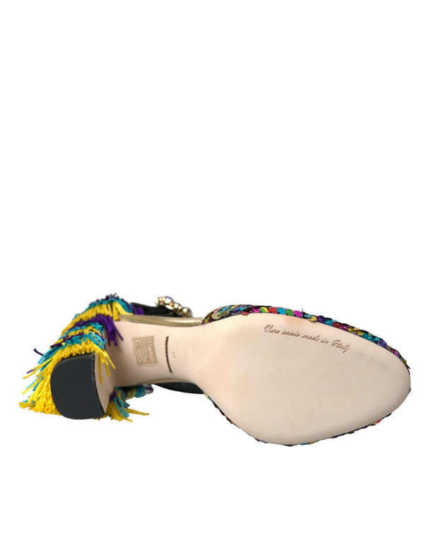 Multicolor Pailletten Kristall Mary Jane Schuhe