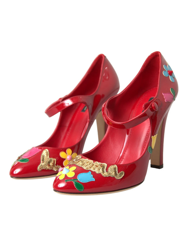Rot Leder verschönert Mary Jane Pumps Heels Schuhe