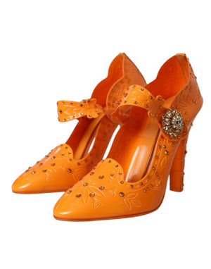 Orange CINDERELLA Floral Kristall Pumps Schuhe
