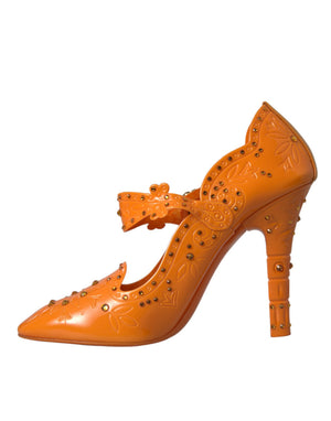 Orange CINDERELLA Floral Kristall Pumps Schuhe