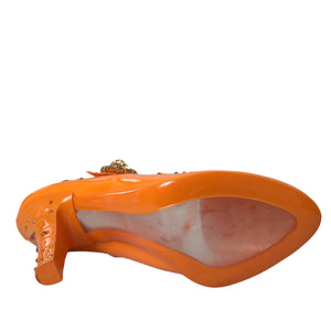 Orange CINDERELLA Floral Kristall Pumps Schuhe