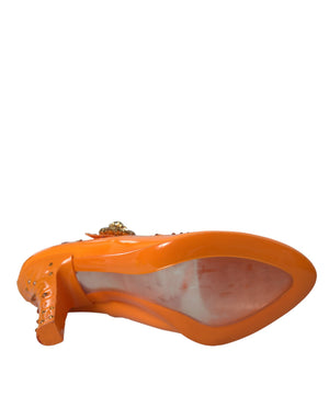 Orange CINDERELLA Floral Kristall Pumps Schuhe