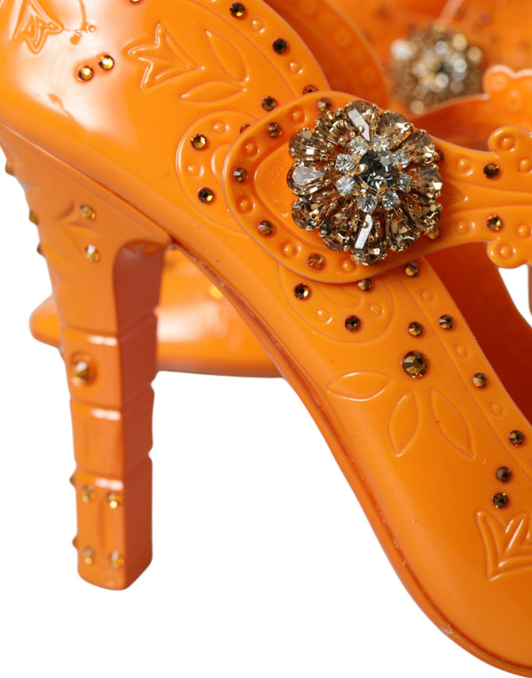 Orange CINDERELLA Floral Kristall Pumps Schuhe