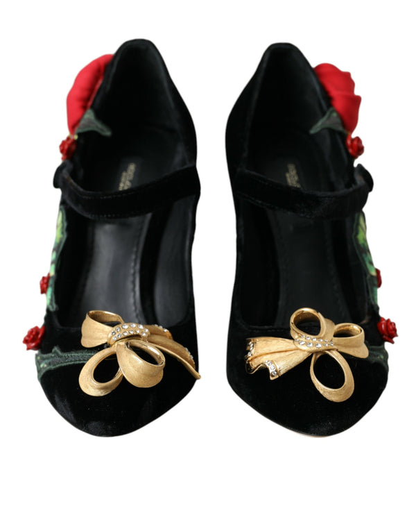Schwarz Rosen Kristall Brosche Mary Jane Schuhe