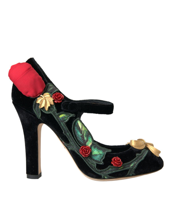 Schwarz Rosen Kristall Brosche Mary Jane Schuhe