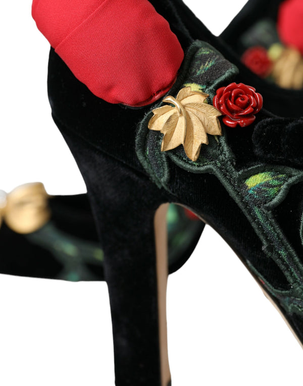 Schwarz Rosen Kristall Brosche Mary Jane Schuhe