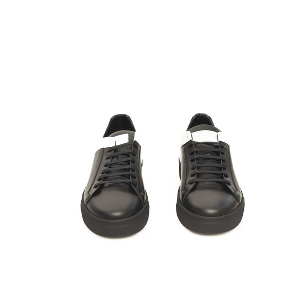 Schwarzes Rindsleder Herren Sneaker
