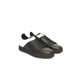 Schwarzes Rindsleder Herren Sneaker