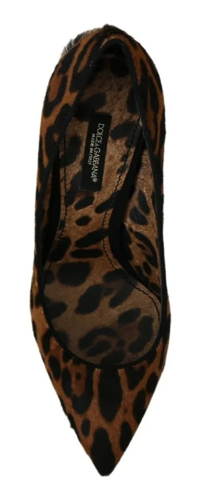 Braun Leopard Pony Haar Heels Pumps Schuhe