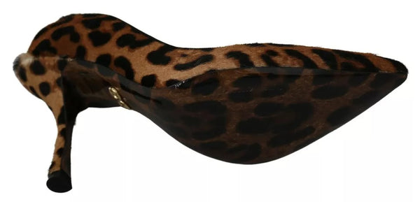 Braun Leopard Pony Haar Heels Pumps Schuhe