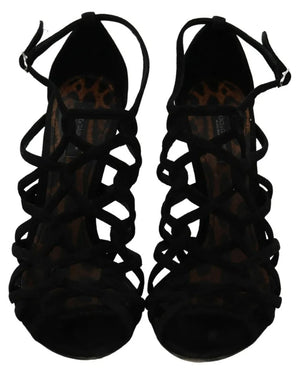Schwarze Wildleder Ankle Strap Stiletto Schuhe