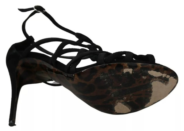 Schwarze Wildleder Ankle Strap Stiletto Schuhe