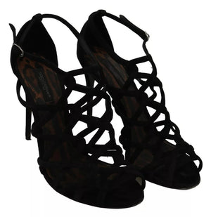 Schwarze Wildleder Ankle Strap Stiletto Schuhe