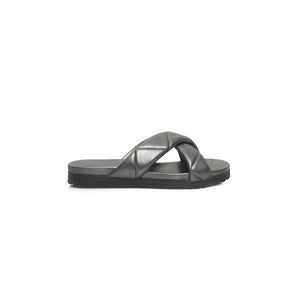 Graue Lammfell Damen Sandale