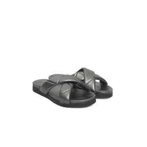 Graue Lammfell Damen Sandale