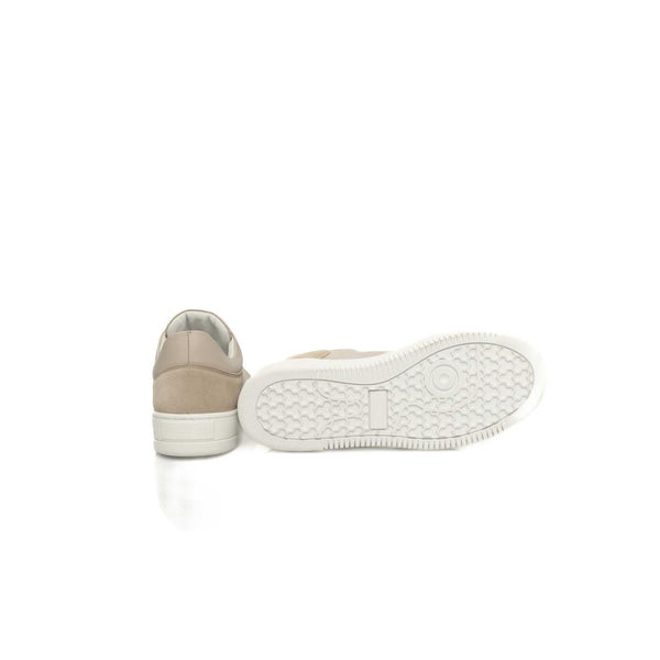 Beigefarbene Damen-Plateau-Sneaker aus Rindsleder