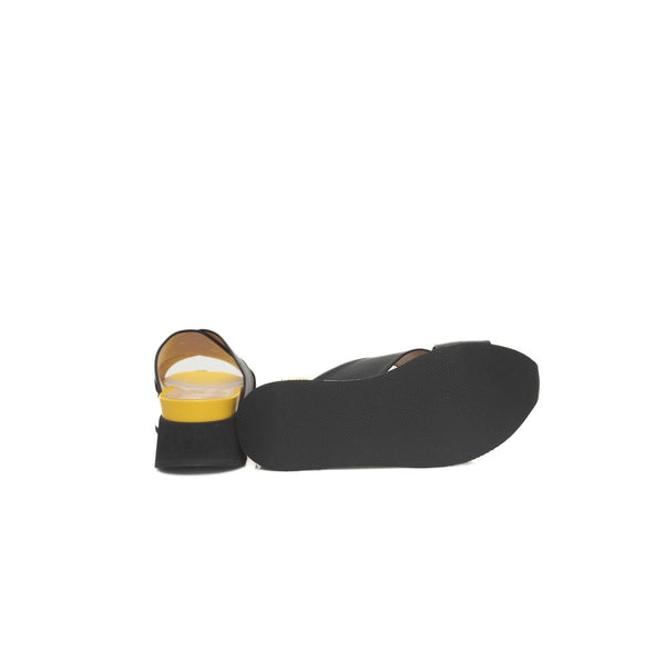 Schwarze Kalbsleder Damen Sandale