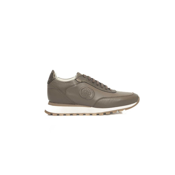 Beige Rindsleder Damen Sneaker